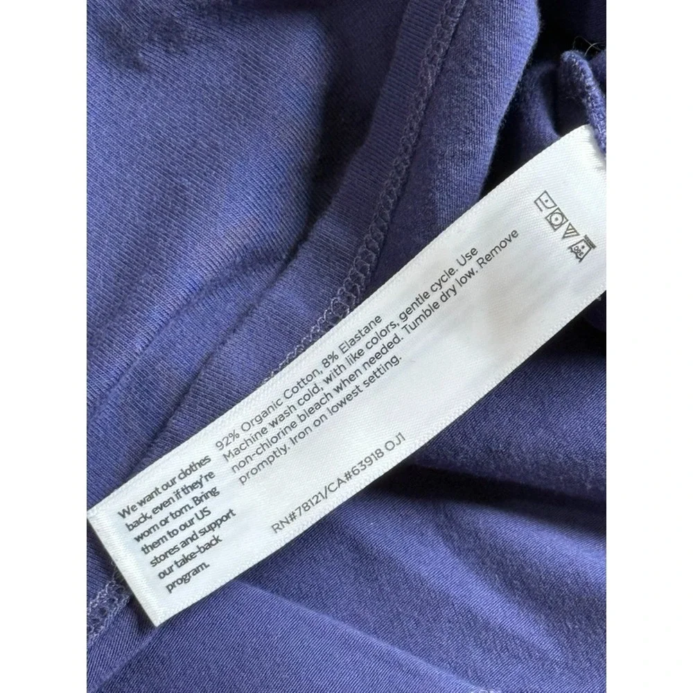 EUC Eileen Fisher short sleeve‎ organic tunic blue stretch side zippers size L